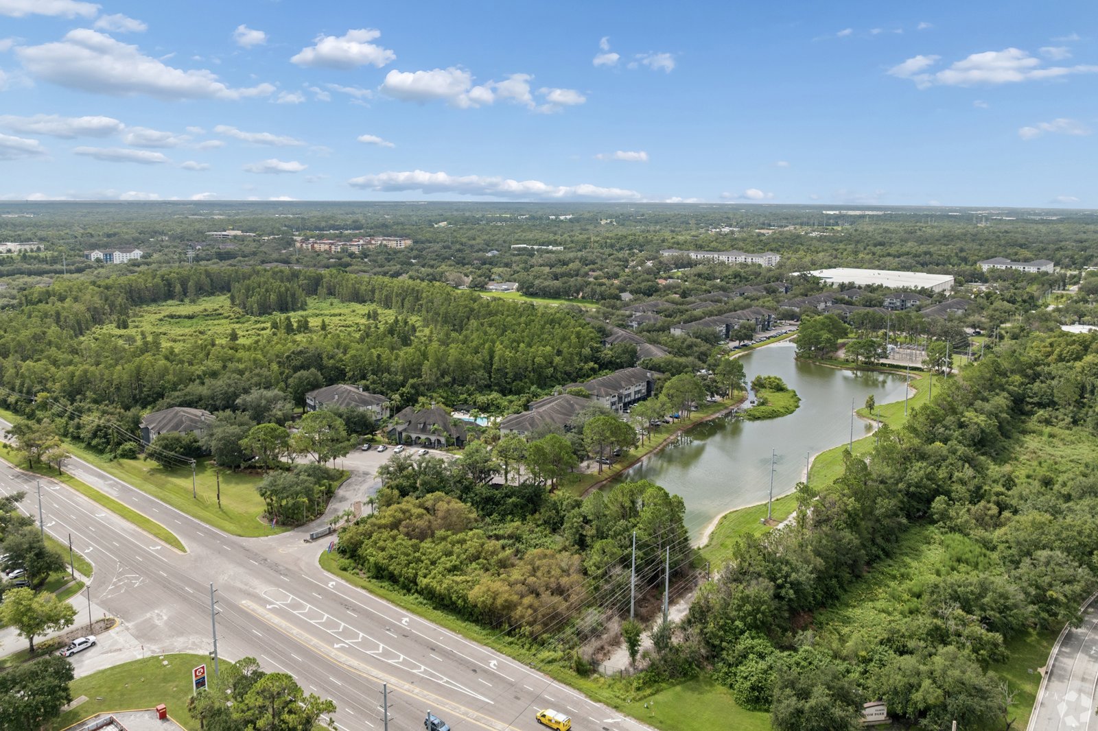 Aerial view of The Preserve at Temple Terrace community and surrounding nature preserve